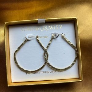 Cynthia Rawley Gold Hoop Earrings Brass with Sterling Silver Post